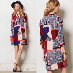 [Anthropologie] Taryn Crepe Printed Shift Dress 6